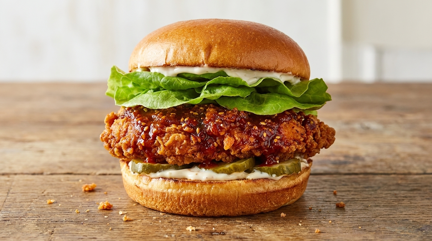 Burger au Poulet Frit Coréen Croustillant