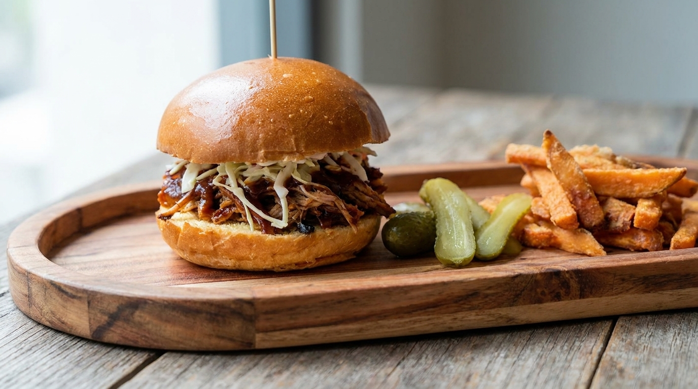 Burger au Porc Effiloché Fumé