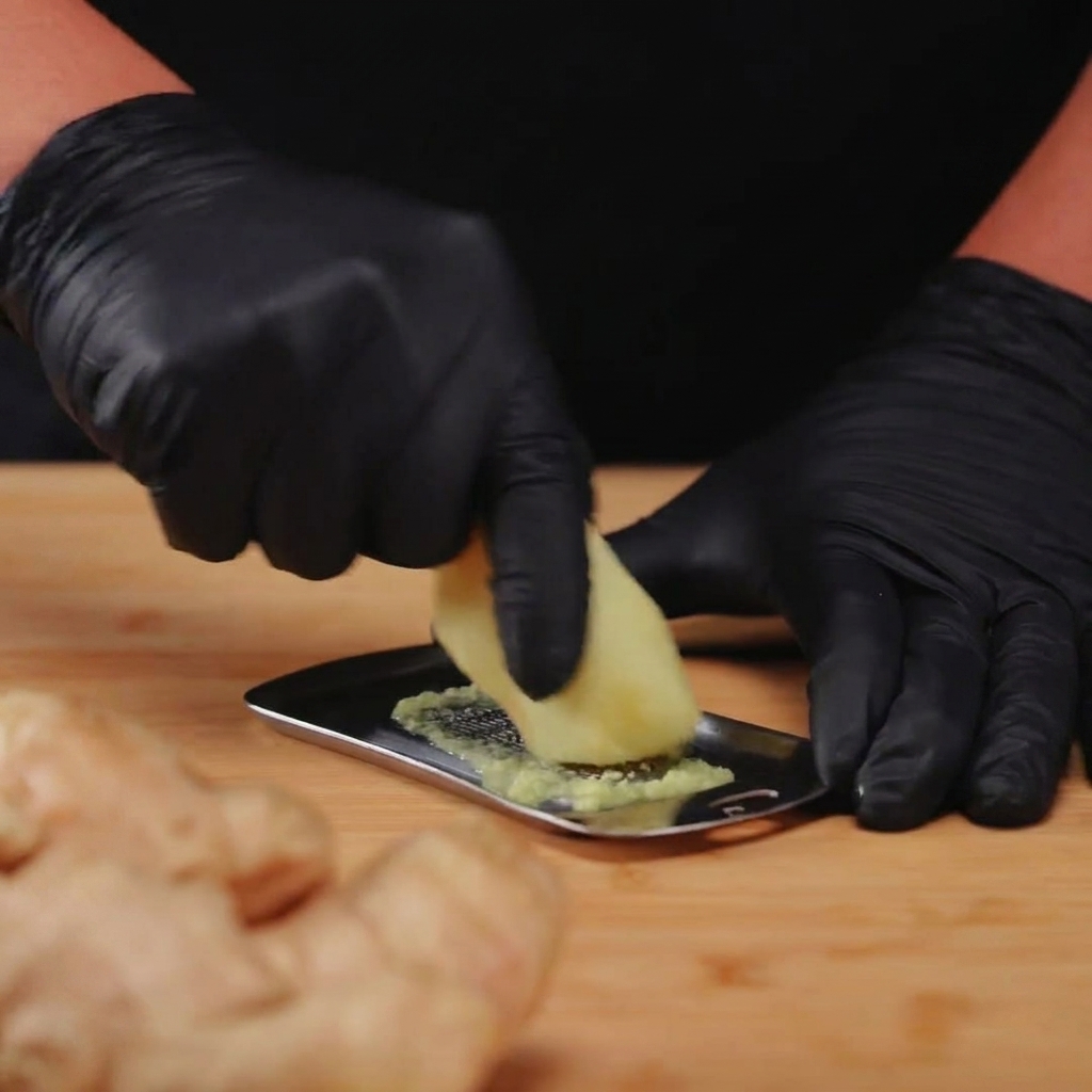 Une marinade sombre versée sur les travers de porc crus dans un bol en métal.