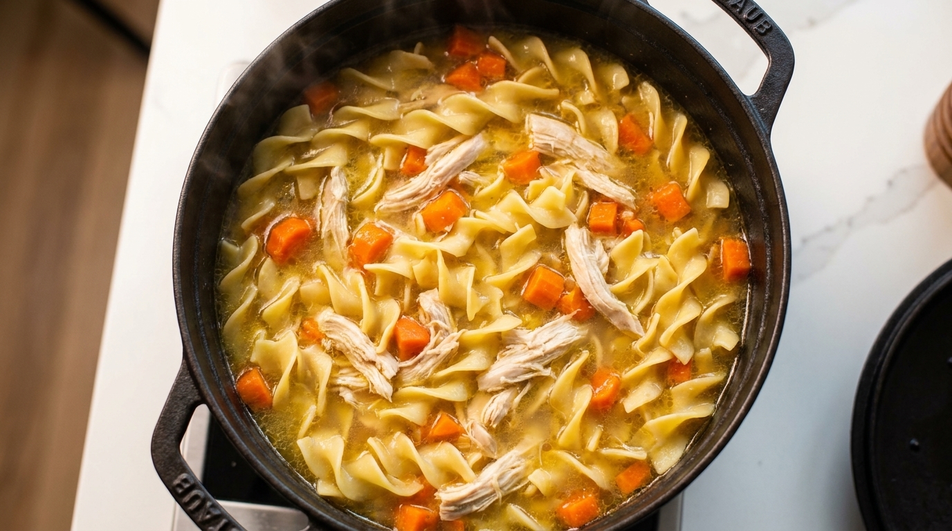 Soupe Maison Facile aux Nouilles et au Poulet