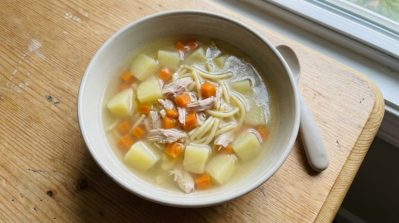 Soupe de Nouilles Réconfortante aux Ailes de Poulet pour Bébé