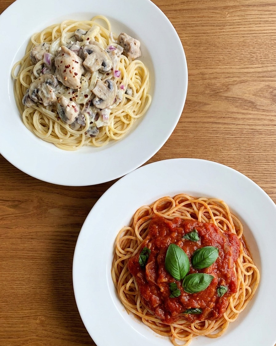 Spaghettis cuits transférés dans la sauce crémeuse.