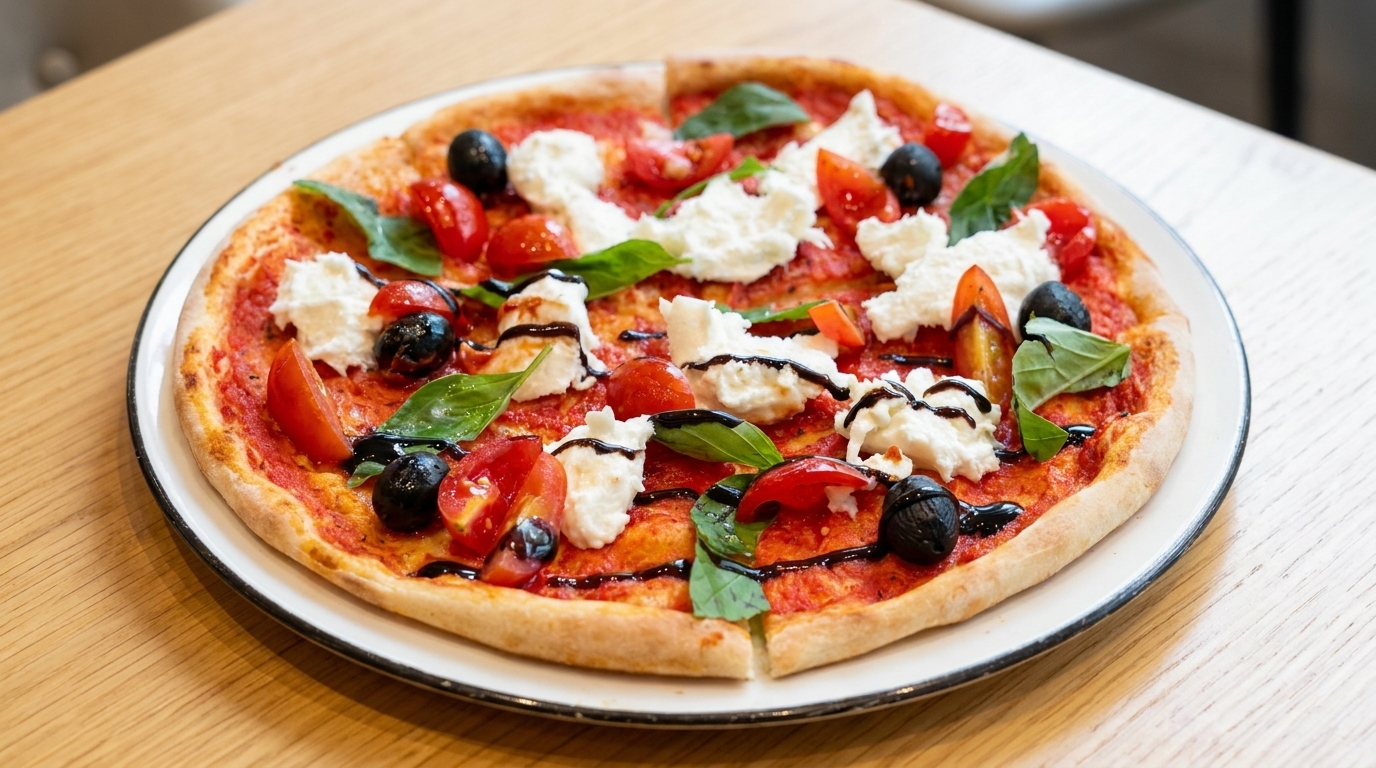 Pizza artisanale à la mozzarella di bufala et glaçage balsamique