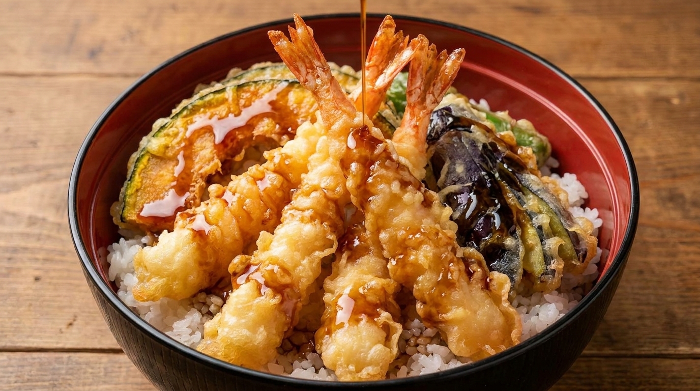 Donburi de Tempura Japonais (Bol de Riz au Tempura)