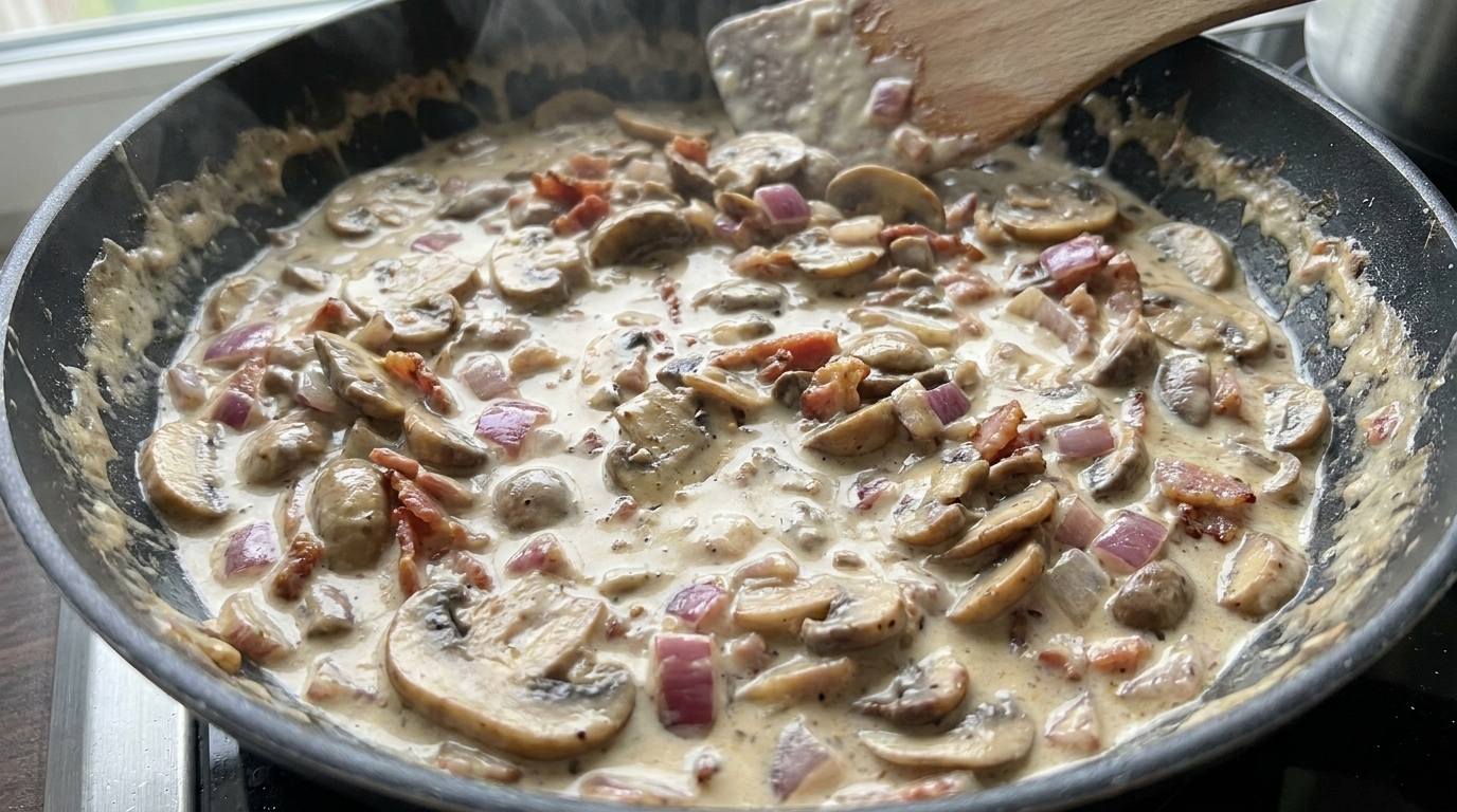 Sauce crémeuse aux champignons et lardons style Burger Shop