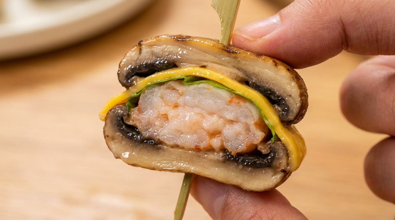 Mini-burgers de champignons juteux à la pâte de crevettes