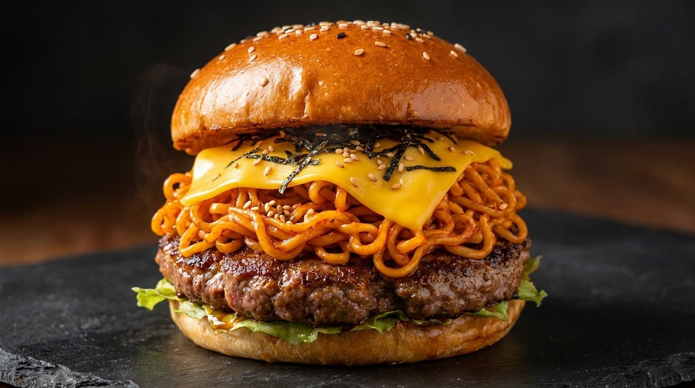 Smash Burger Épicé aux Ramen Buldak