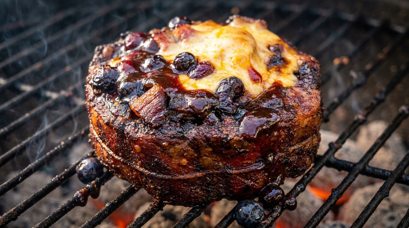 Cups de Travers de Porc à la Canette de Bière et Glaçage BBQ aux Bleuets
