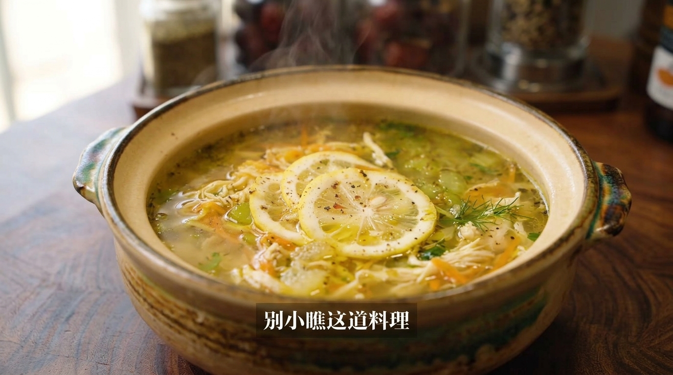 Soupe saine de poulet au citron et aux nouilles d’avoine