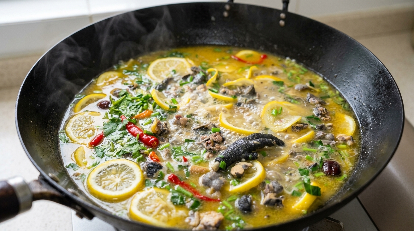 Poulet de soie acidulé et pimenté au citron
