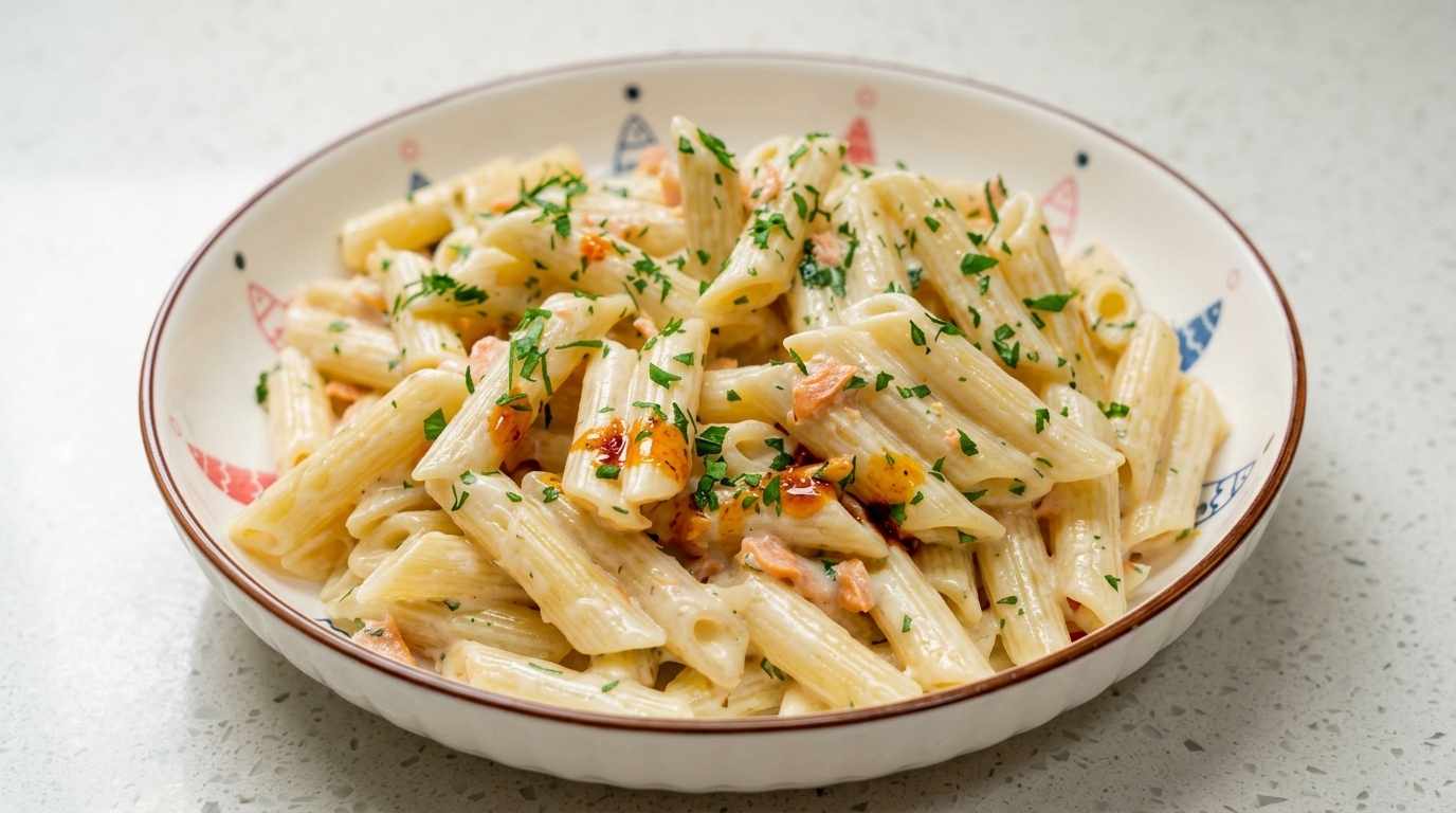 Penne crémeuses au saumon fumé et huile piquante (Penne con Panna e Salmone)