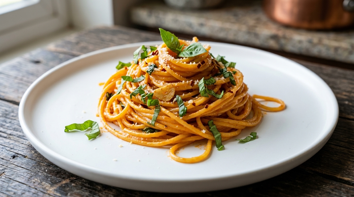 Spaghetti au beurre d'ail et piment (Fusion Italo-Chinoise)