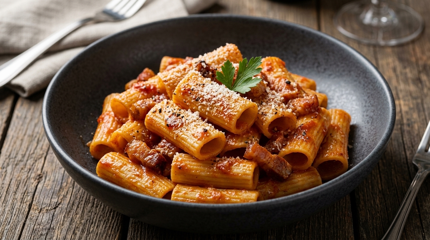 Rigatoni à l'Amatriciana Traditionnels