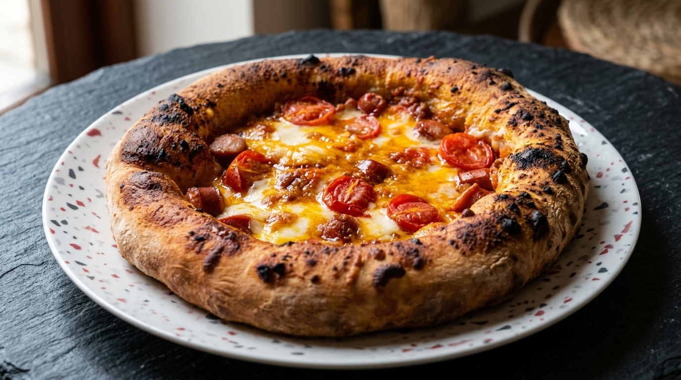 Véritable pizza italienne 100% biga à la sauce bolognaise