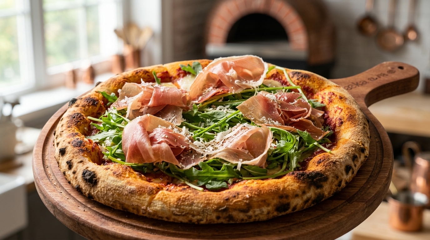 Véritable Pizza au Jambon de Parme et Roquette (Pizza Prosciutto e Rucola)