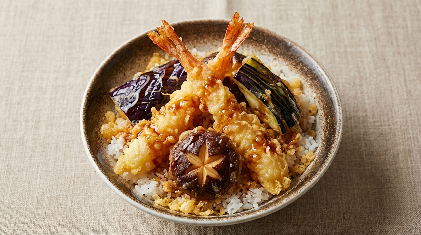Bol de riz japonais au tempura de crevettes (Tendon)