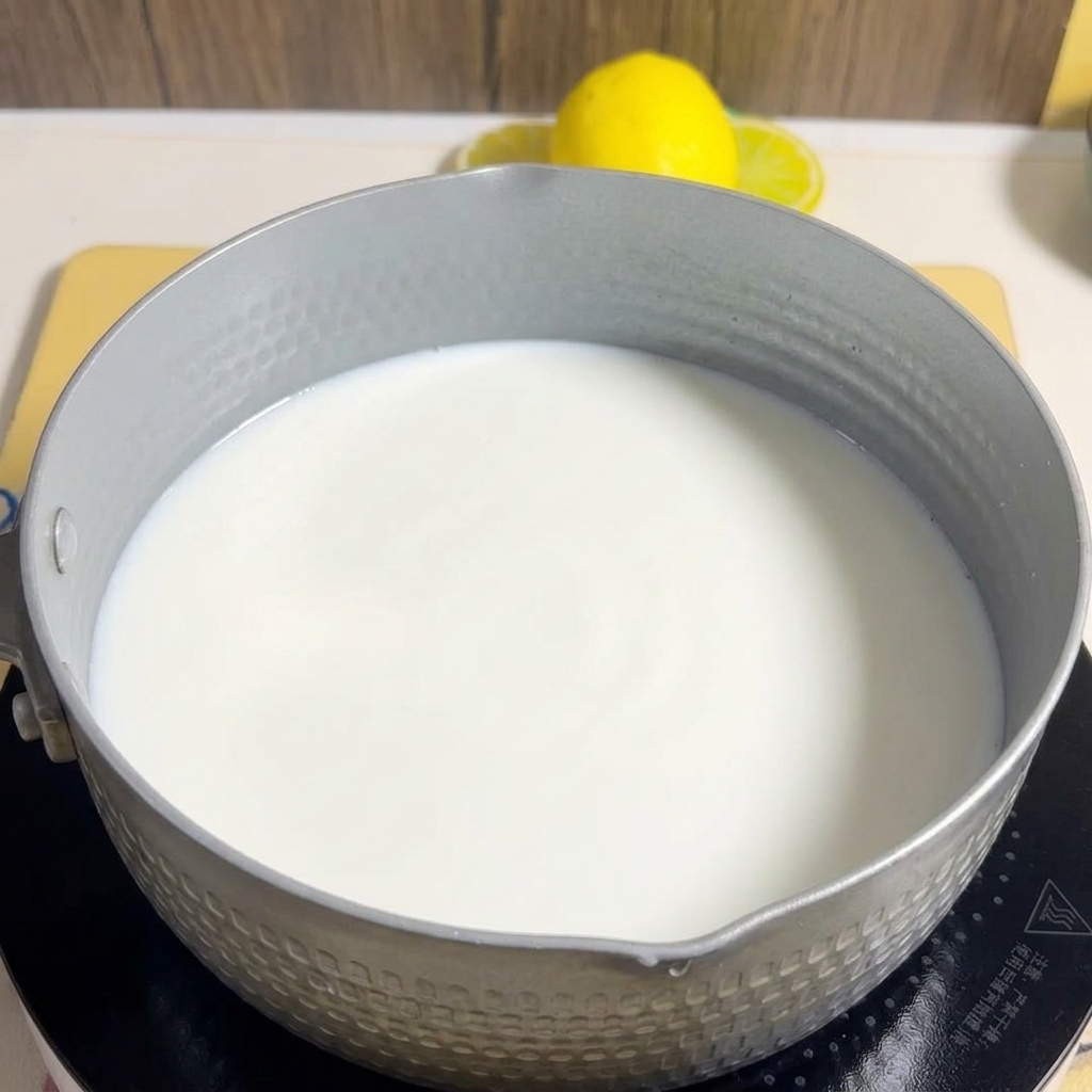 Divers ingrédients, dont du jambon, des crevettes, des champignons et du maïs, sont ajoutés au bouillon laiteux.