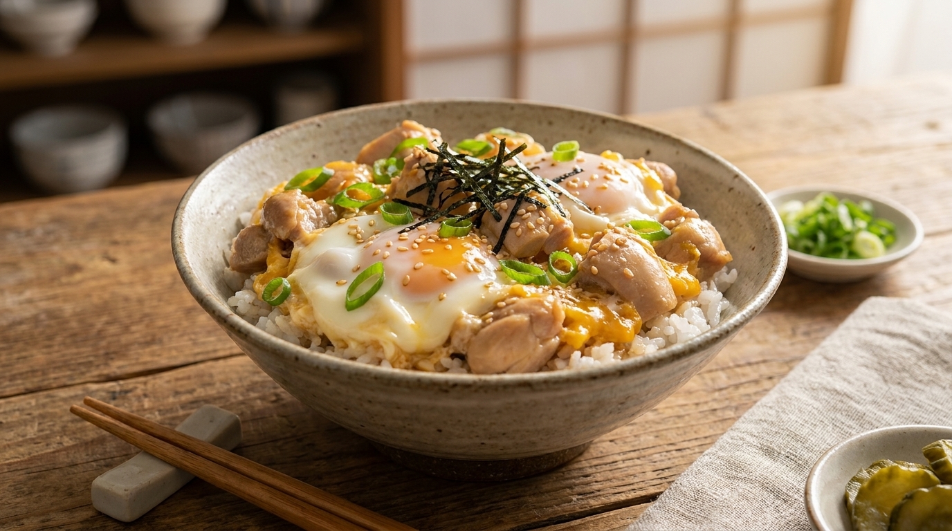 Oyakodon classique (Bol de riz au poulet et à l'œuf)
