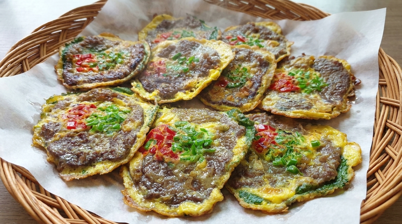 Galettes Coréennes de Bœuf aux Feuilles de Perilla (Ggaennip-jeon)