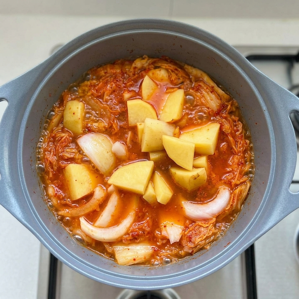 Sauce soja et poudre de piment ajoutées dans le ragoût.
