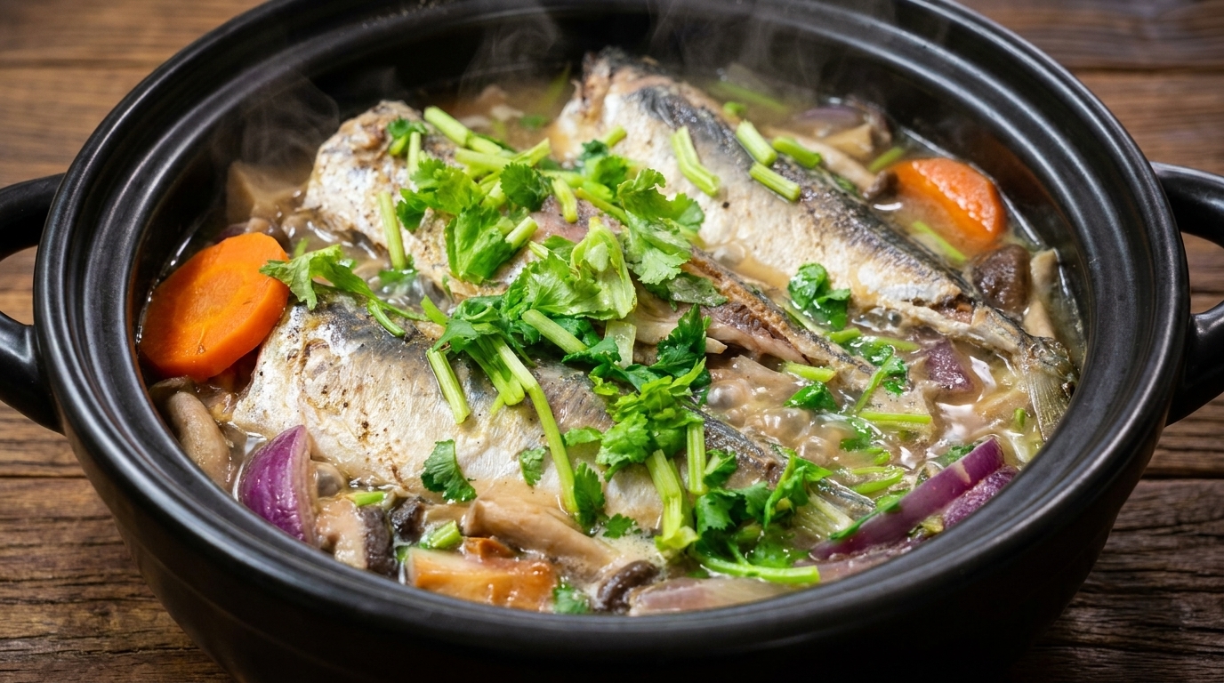 Soupe de maquereau et légumes au miso