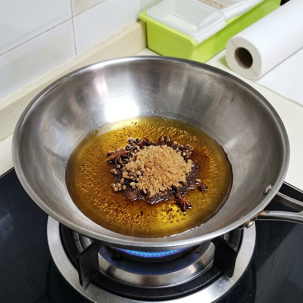 Morceaux doignons et de melon vert ajoutés dans une casserole deau contenant déjà les assaisonnements.