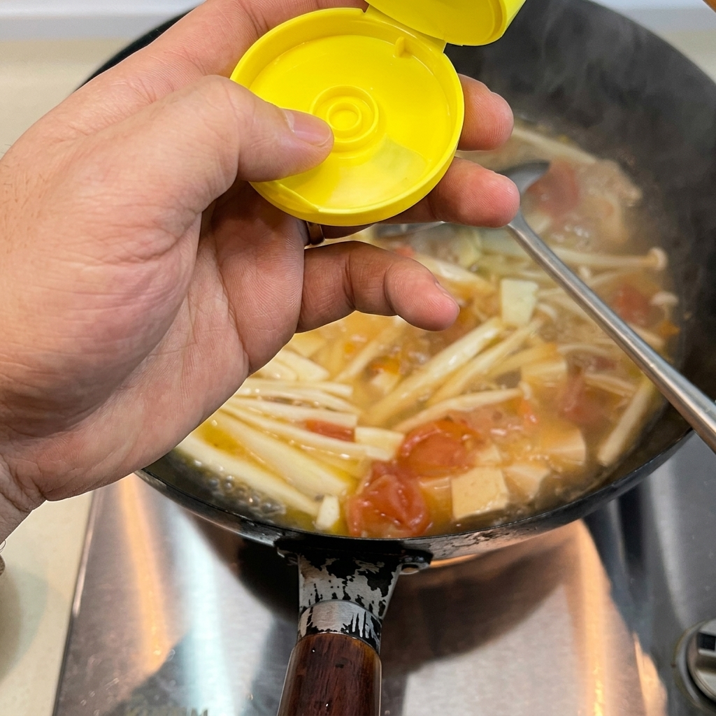 Une cuillère de saindoux fondant dans un wok chaud.