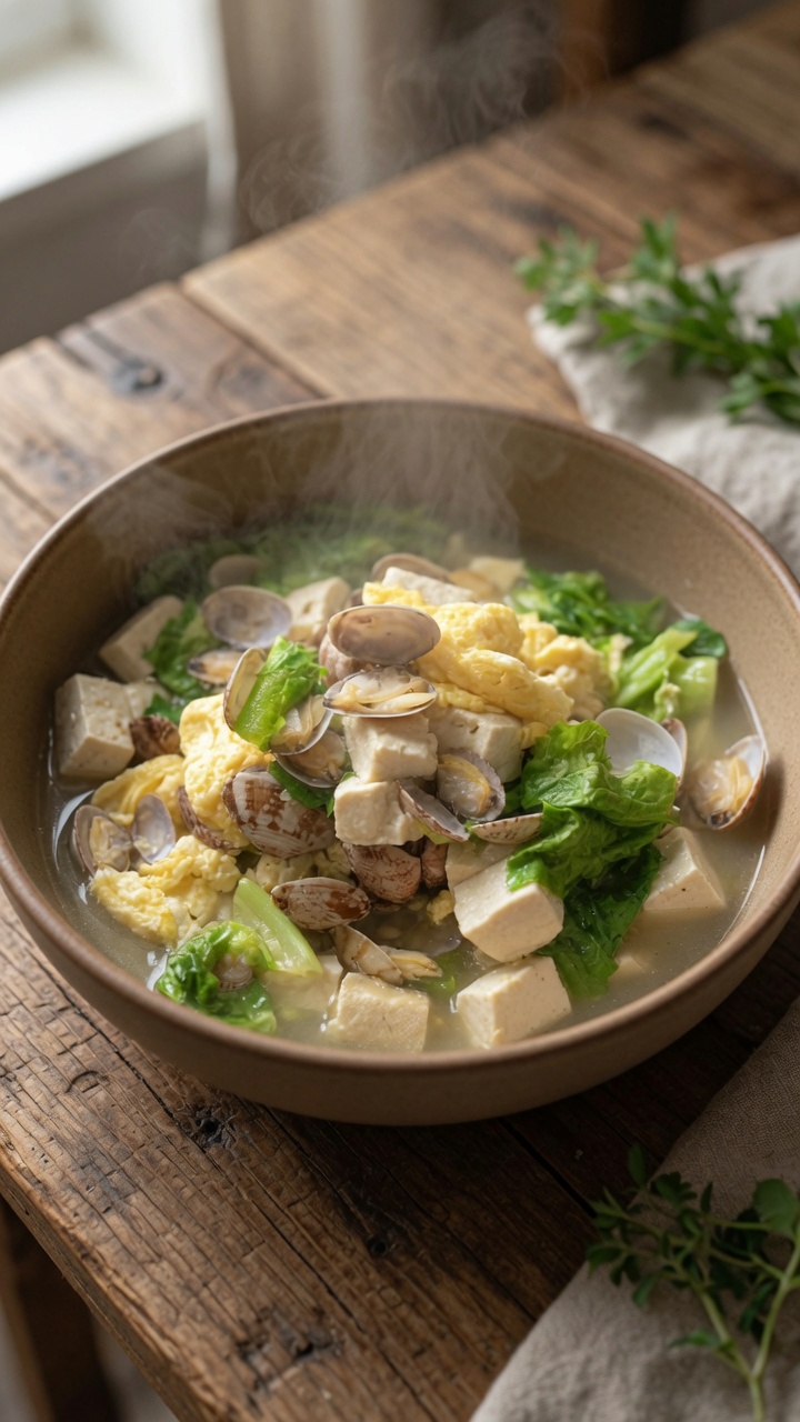 Soupe Réconfortante aux Palourdes et Tofu