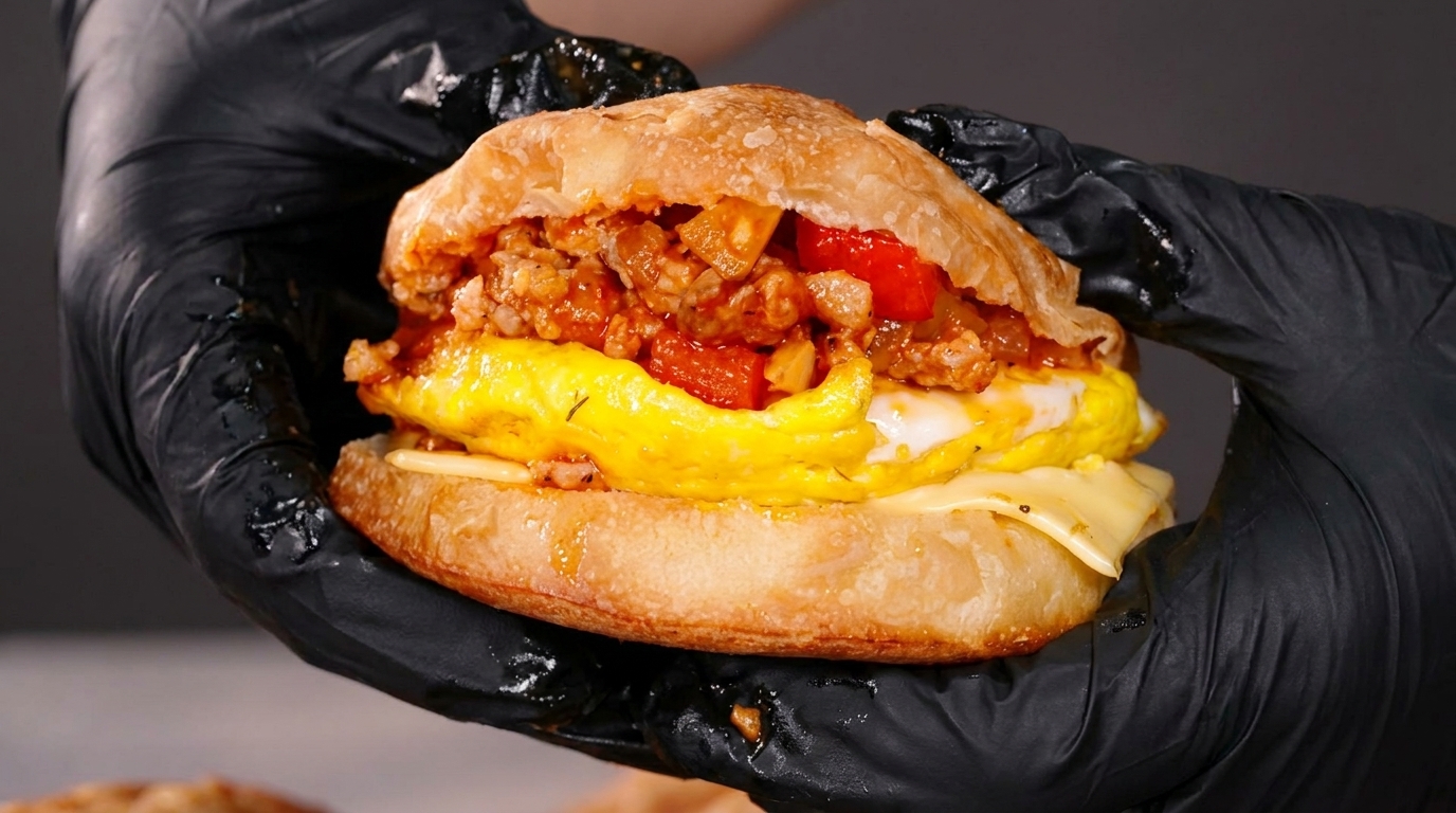 Burger façon shakshuka et sauce à la viande