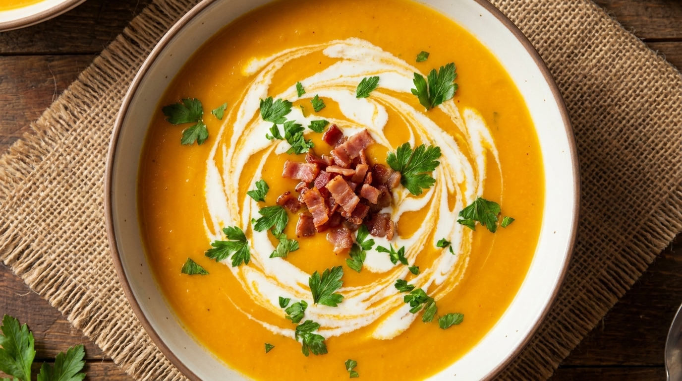 Velouté de Potiron au Bacon Croustillant