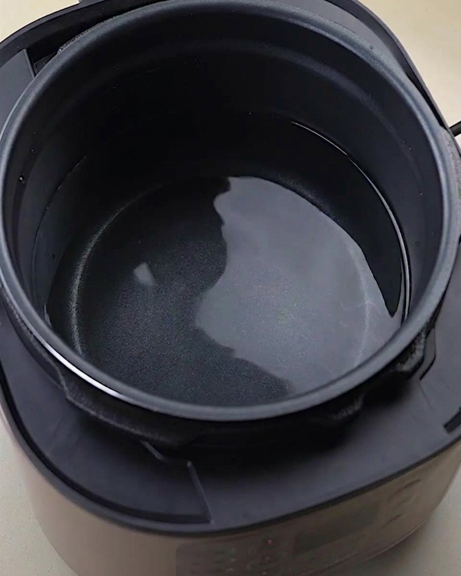 Carcasses, ailes et pattes de poulet dans une cocotte-minute avec de leau