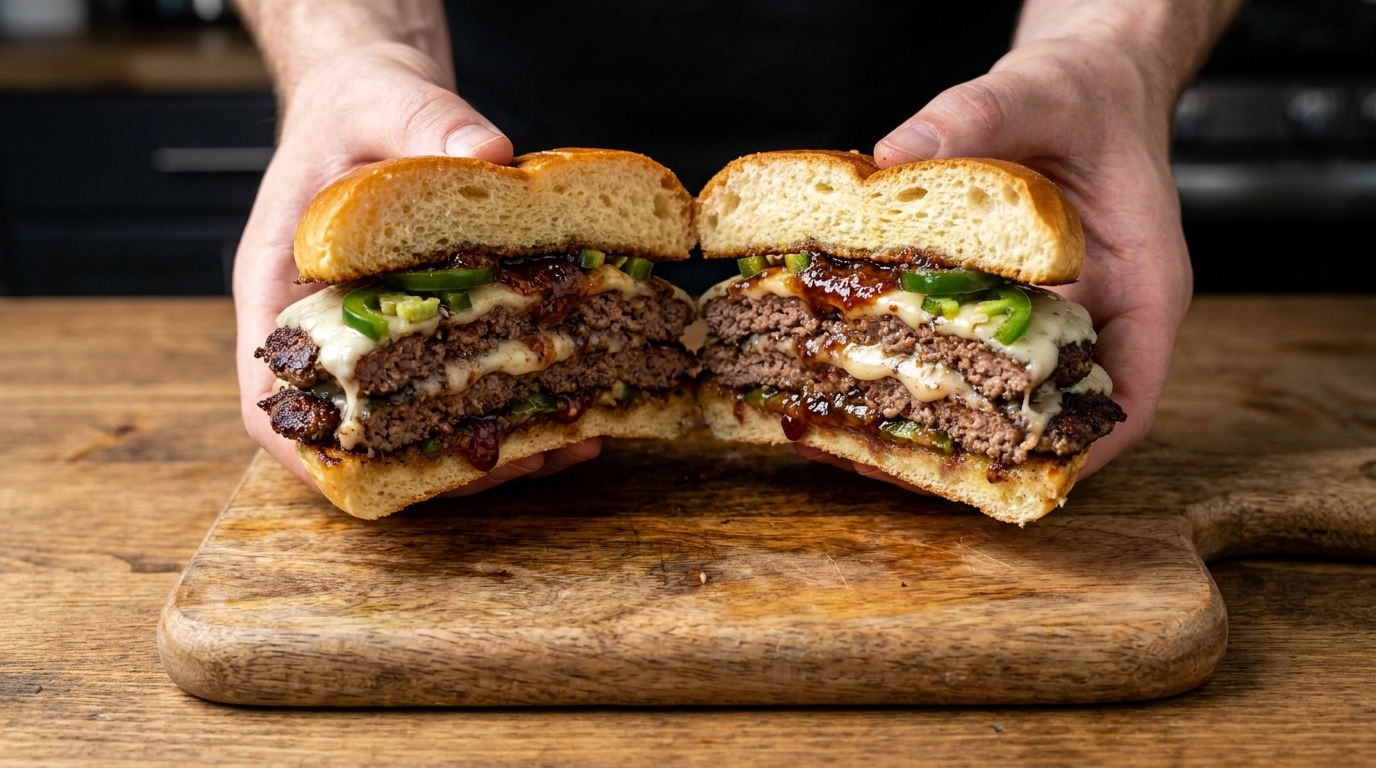 Smash Burger façon Jalapeño Popper au Confit de Bacon