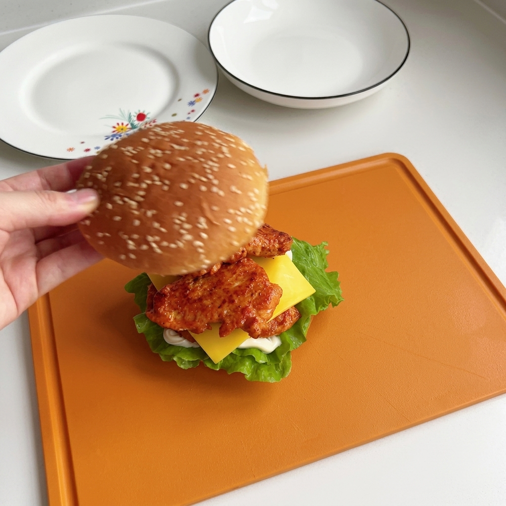 Morceaux de poulet retournés dans la poêle avec des baguettes, montrant des surfaces dorées et cuites.