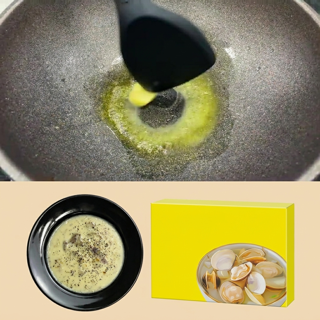 Oignons et ail hachés finement grésillant dans une poêle avec du beurre fondu.