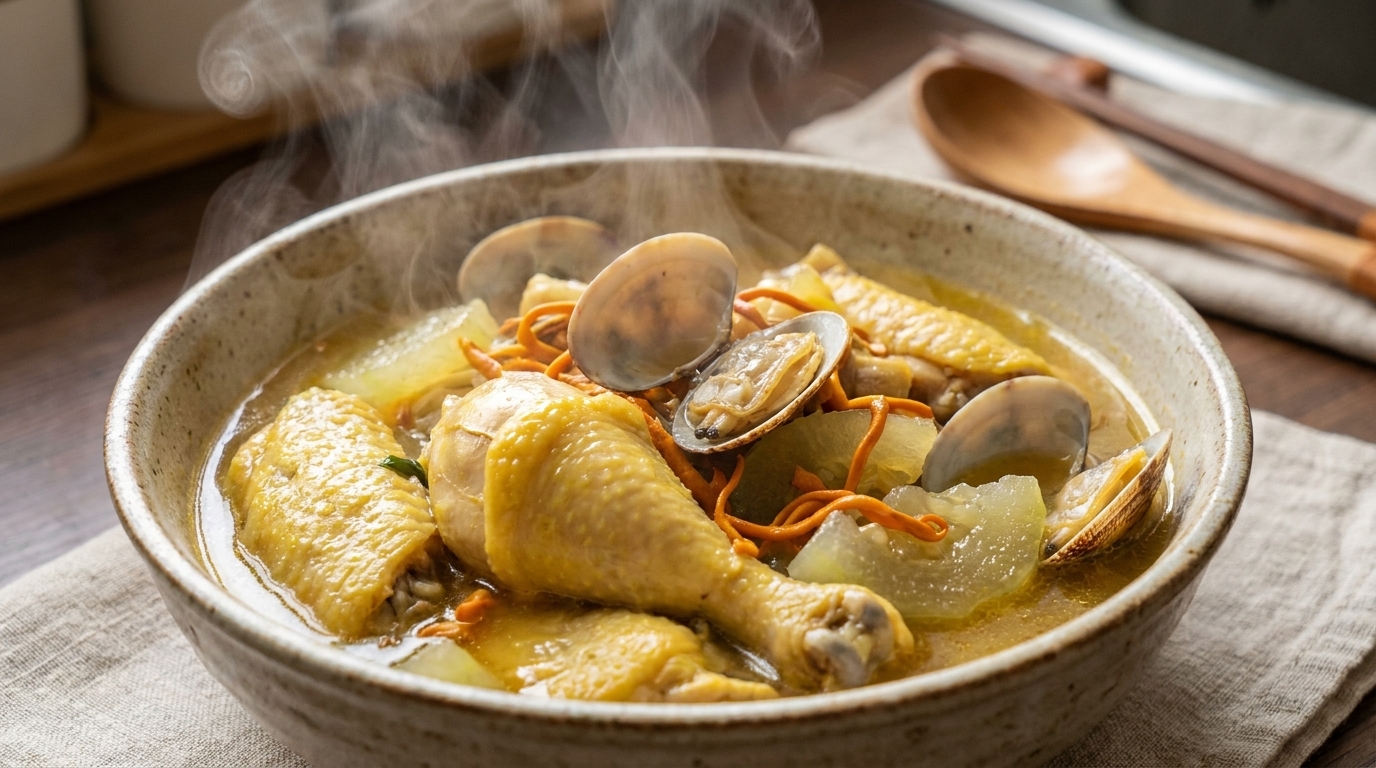 Ragoût de Poulet aux Palourdes et Courge Cireuse