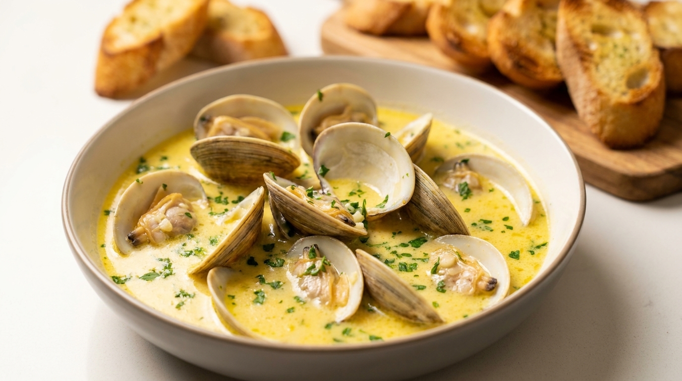 Soupe de Palourdes au Beurre Aillé