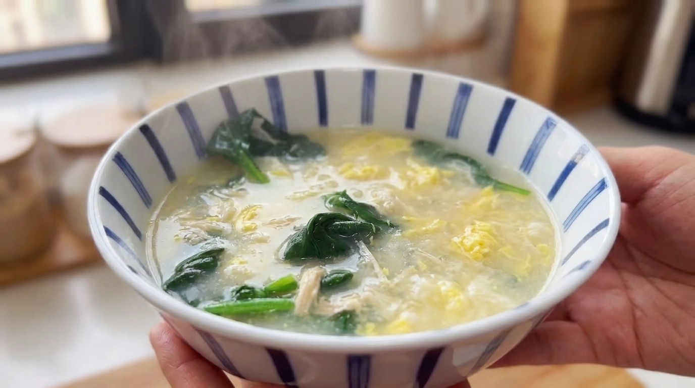 Soupe réconfortante au poulet et billes de farine (Mian Geda Tang)