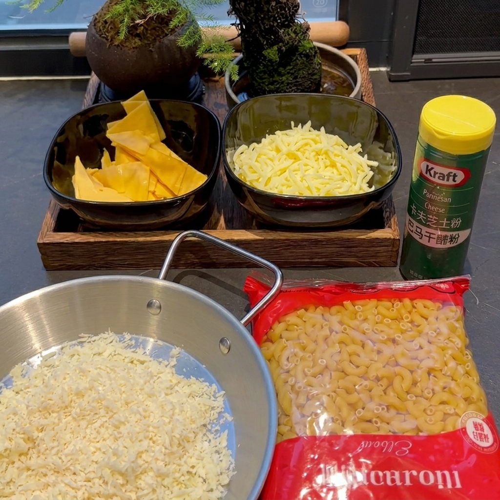 Macaronis versés dans une casserole rouge remplie deau bouillante.