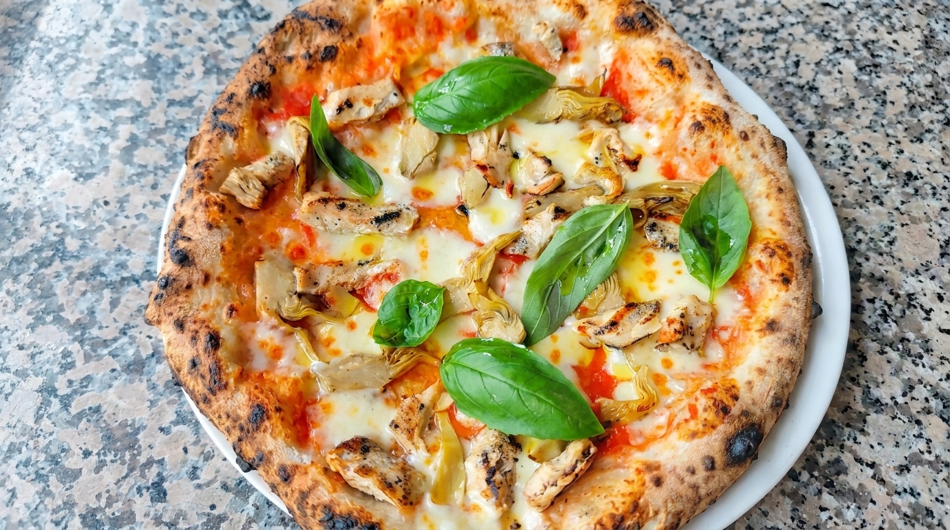 Pizza au Poulet et aux Artichauts