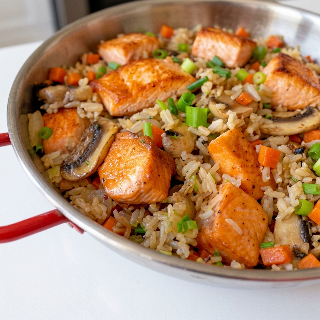 Champignons et carottes sautés dans la poêle.