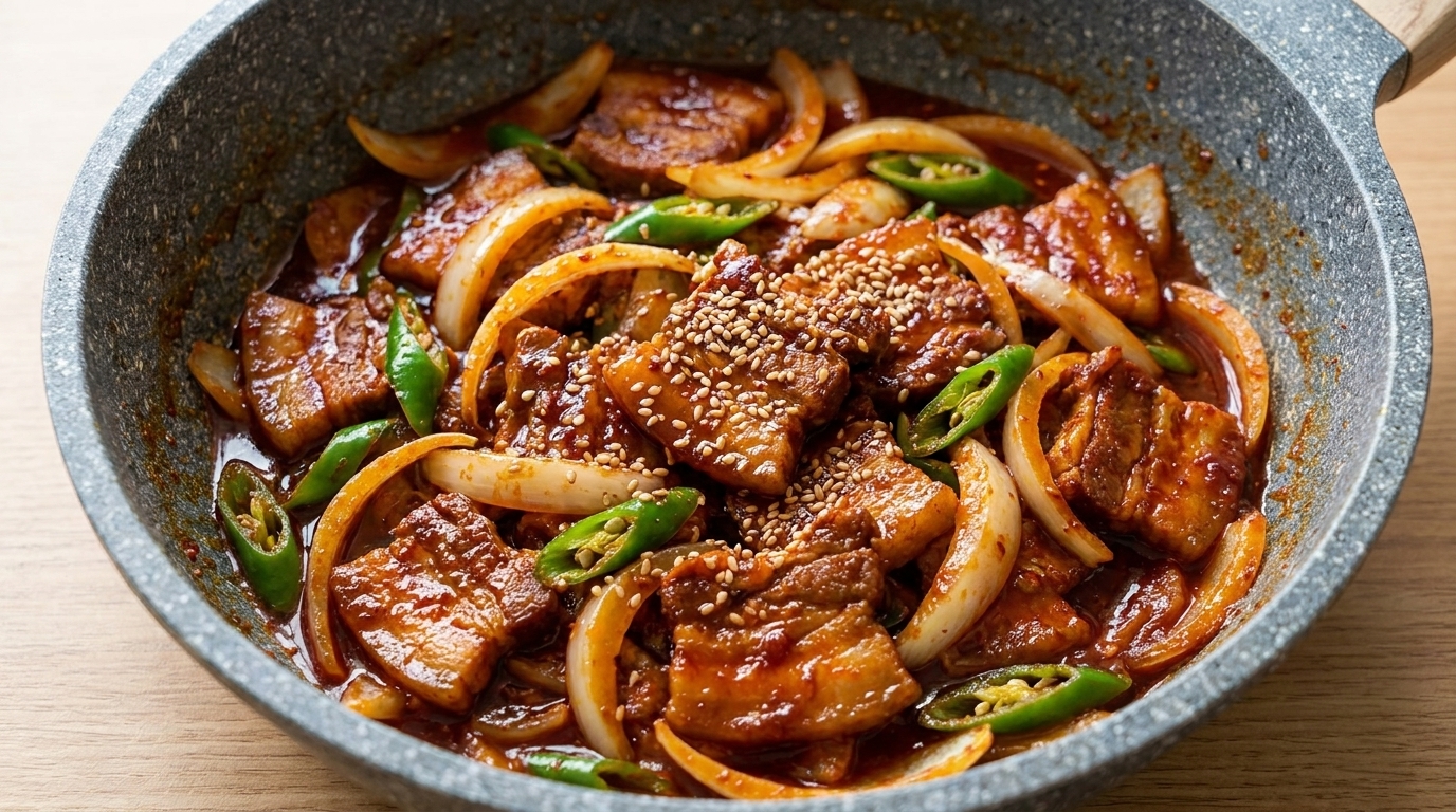Poitrine de porc sautée épicée coréenne (Jeyuk Bokkeum)