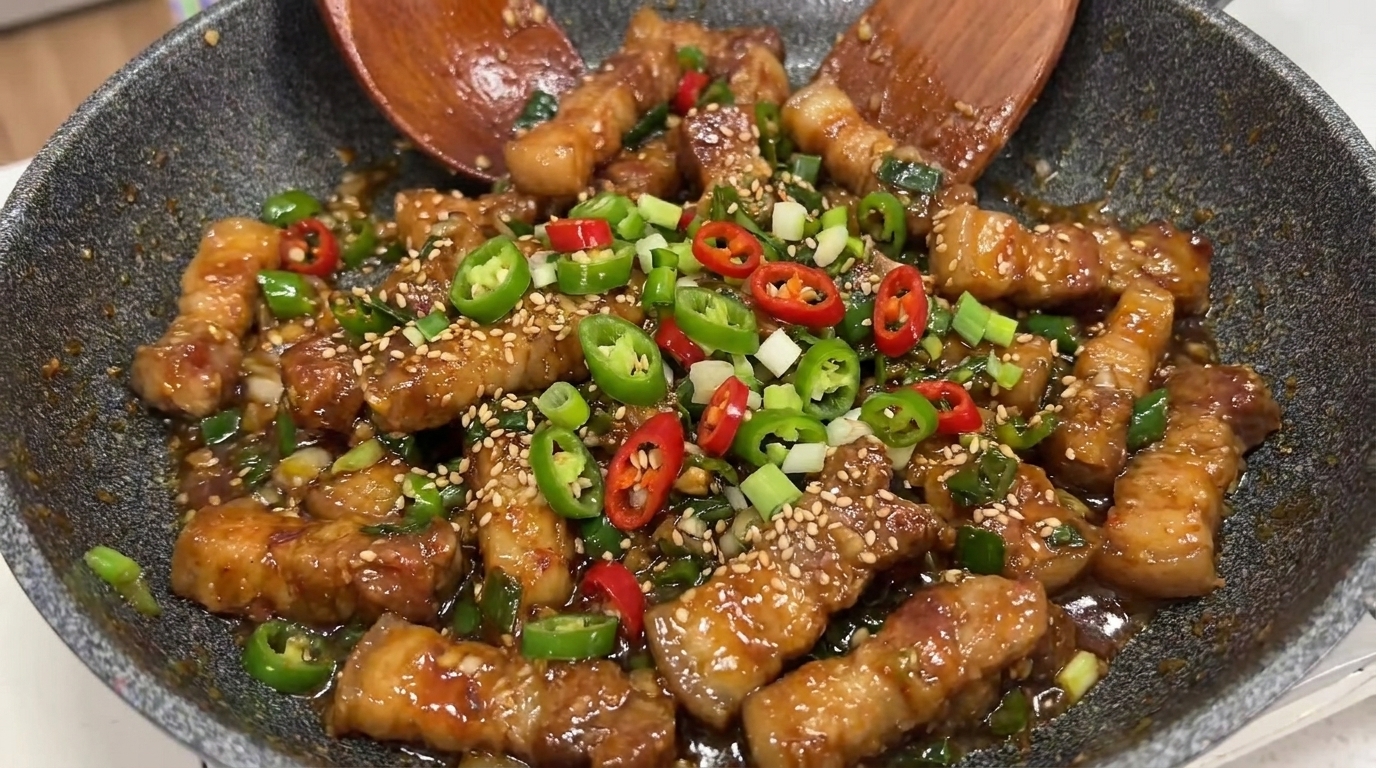 Poitrine de porc sautée à la pâte de soja coréenne (Dwaeji-gogi Doenjang-bokkeum)