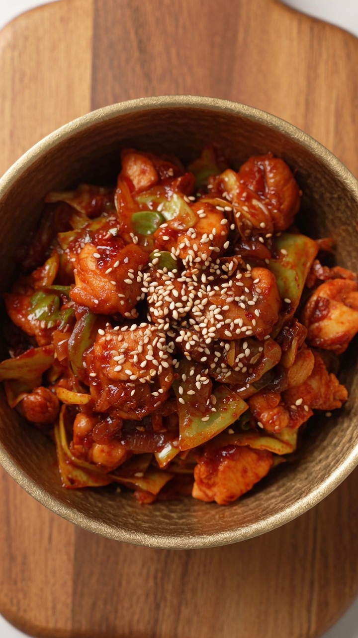 Dak-galbi authentique : Poulet sauté épicé coréen