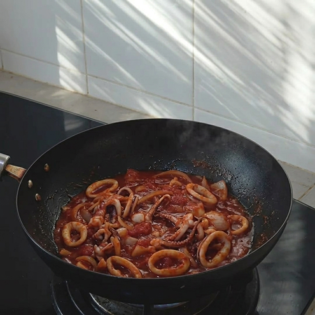 Poulet mariné et légumes grésillant dans un wok chaud.