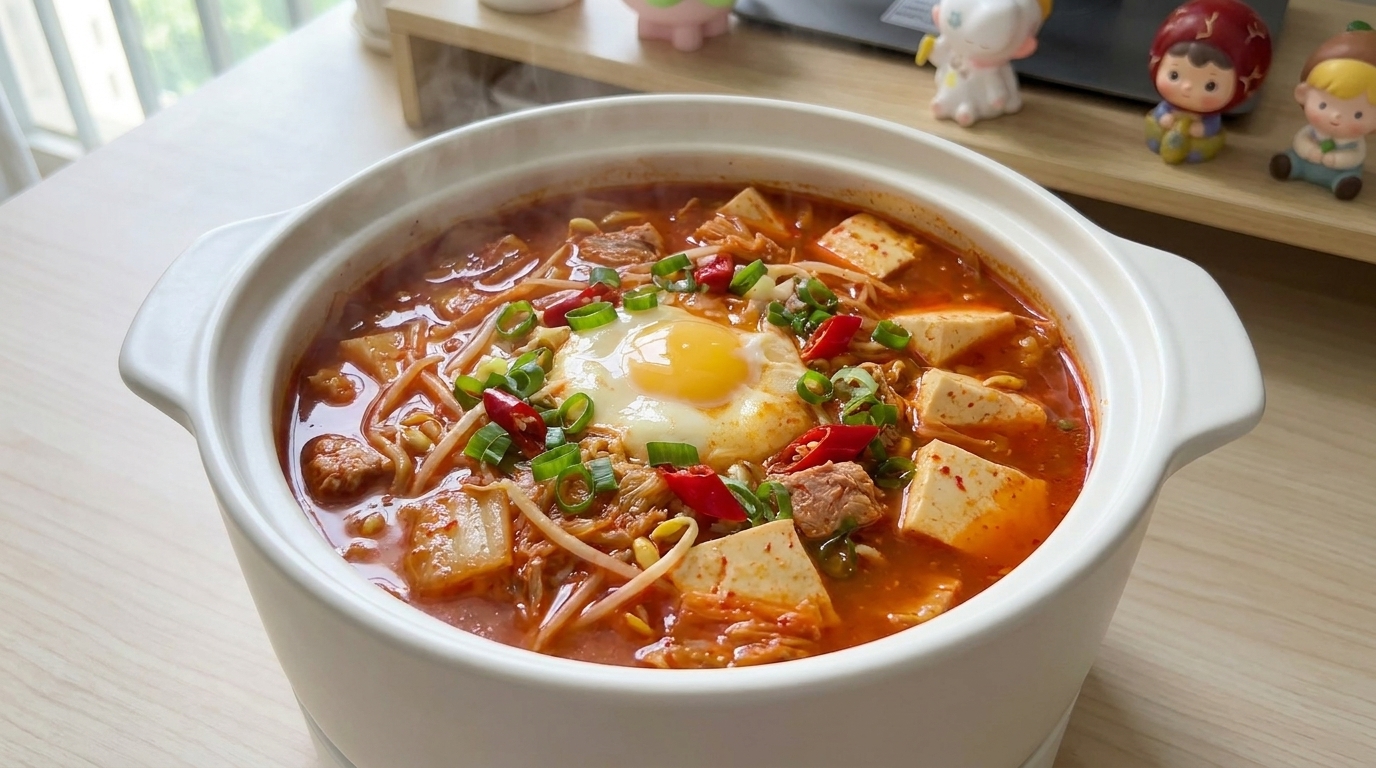 Soupe Coréenne Épicée au Thon, Tofu et Kimchi