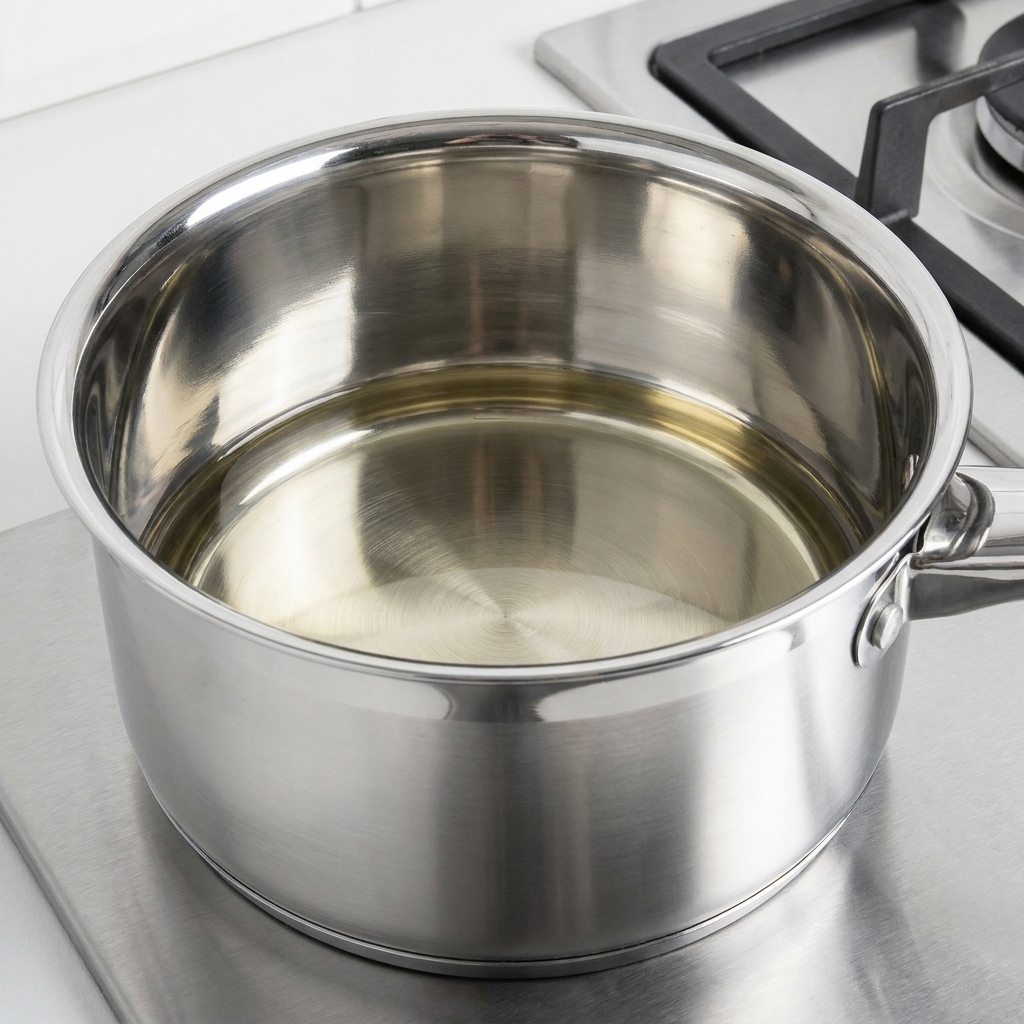 Colin jaune en cours de cuisson dans une casserole en inox avec de lhuile.