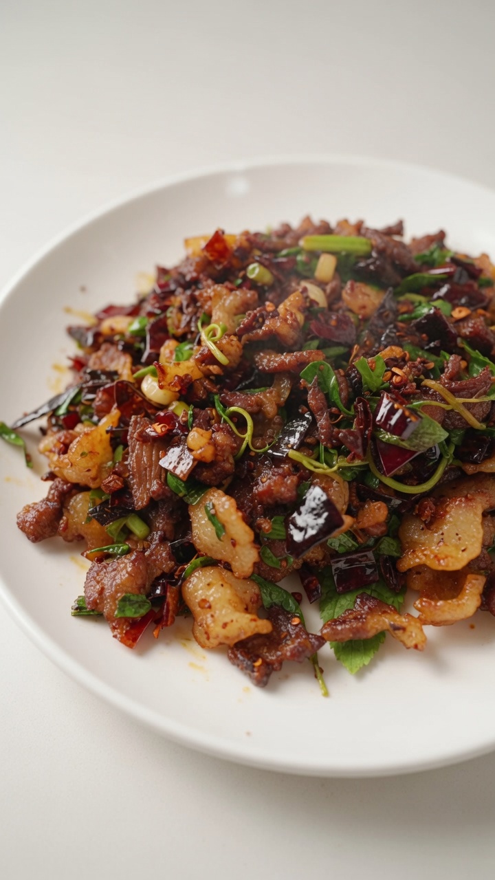 Poitrine de bœuf épicée sautée façon Sichuan