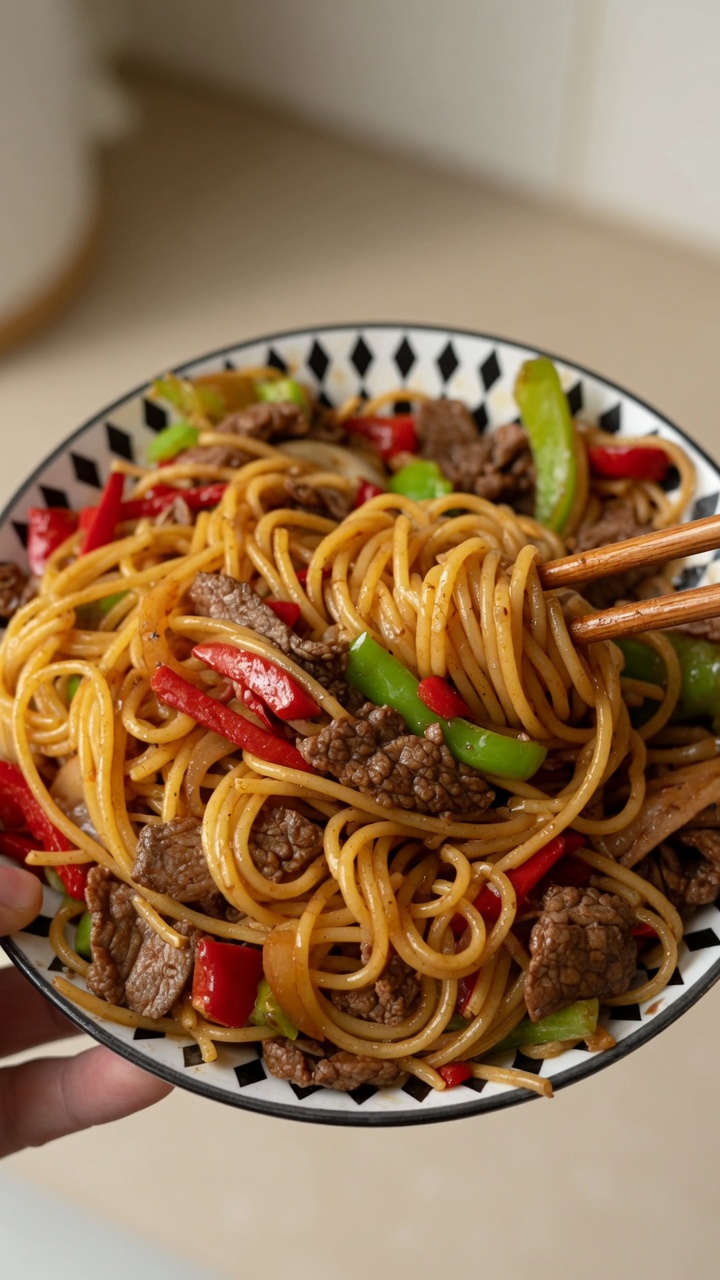 Sauté de Spaghetti au Bœuf Tendre