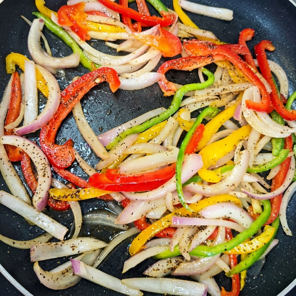 Bœuf, pâtes et légumes en train dêtre sautés ensemble dans une poêle.