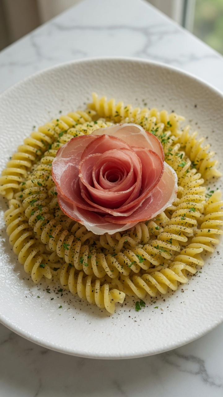 Pâtes froides façon Toscane au beurre et jambon